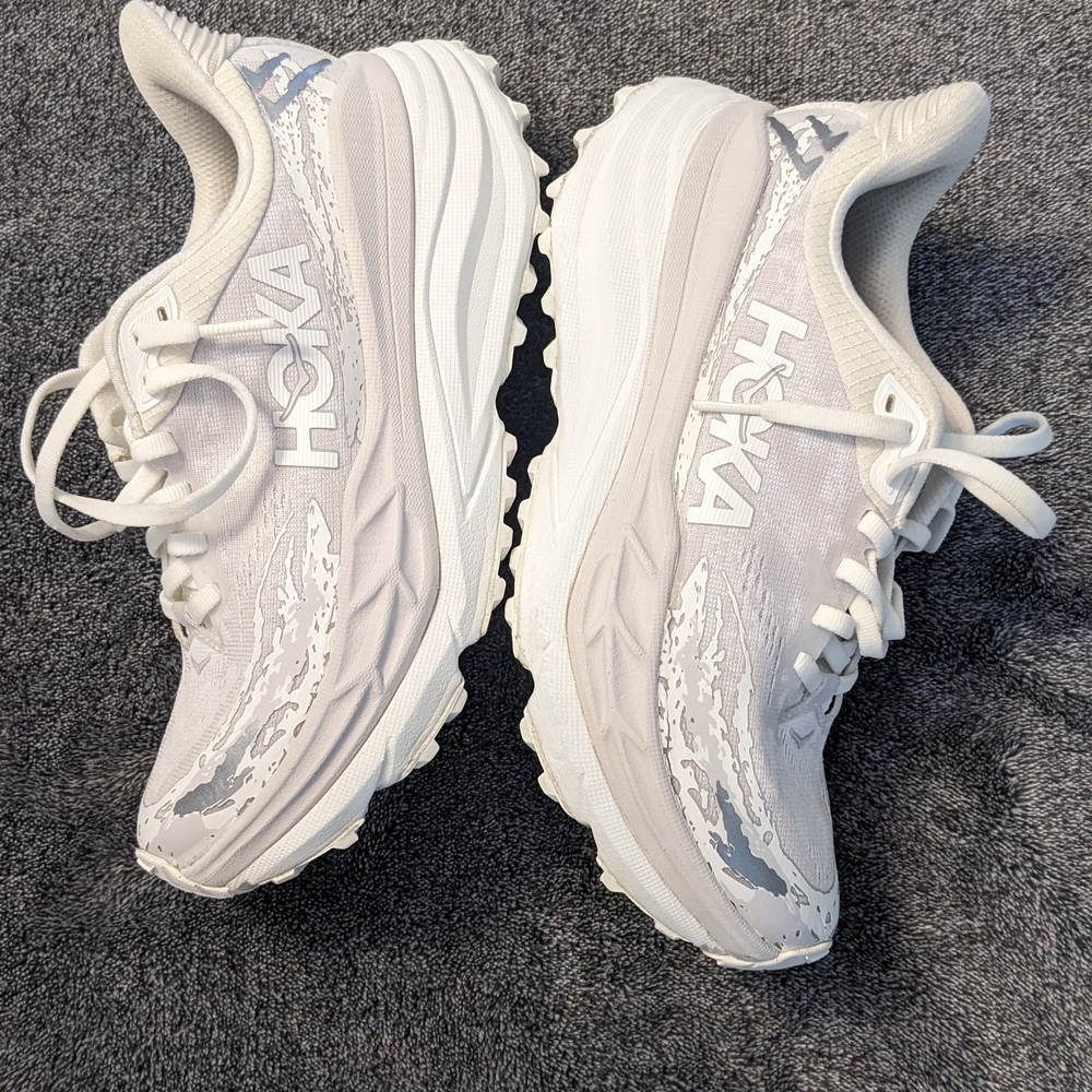 Hoka One One Women's Gray and White Sneakers
